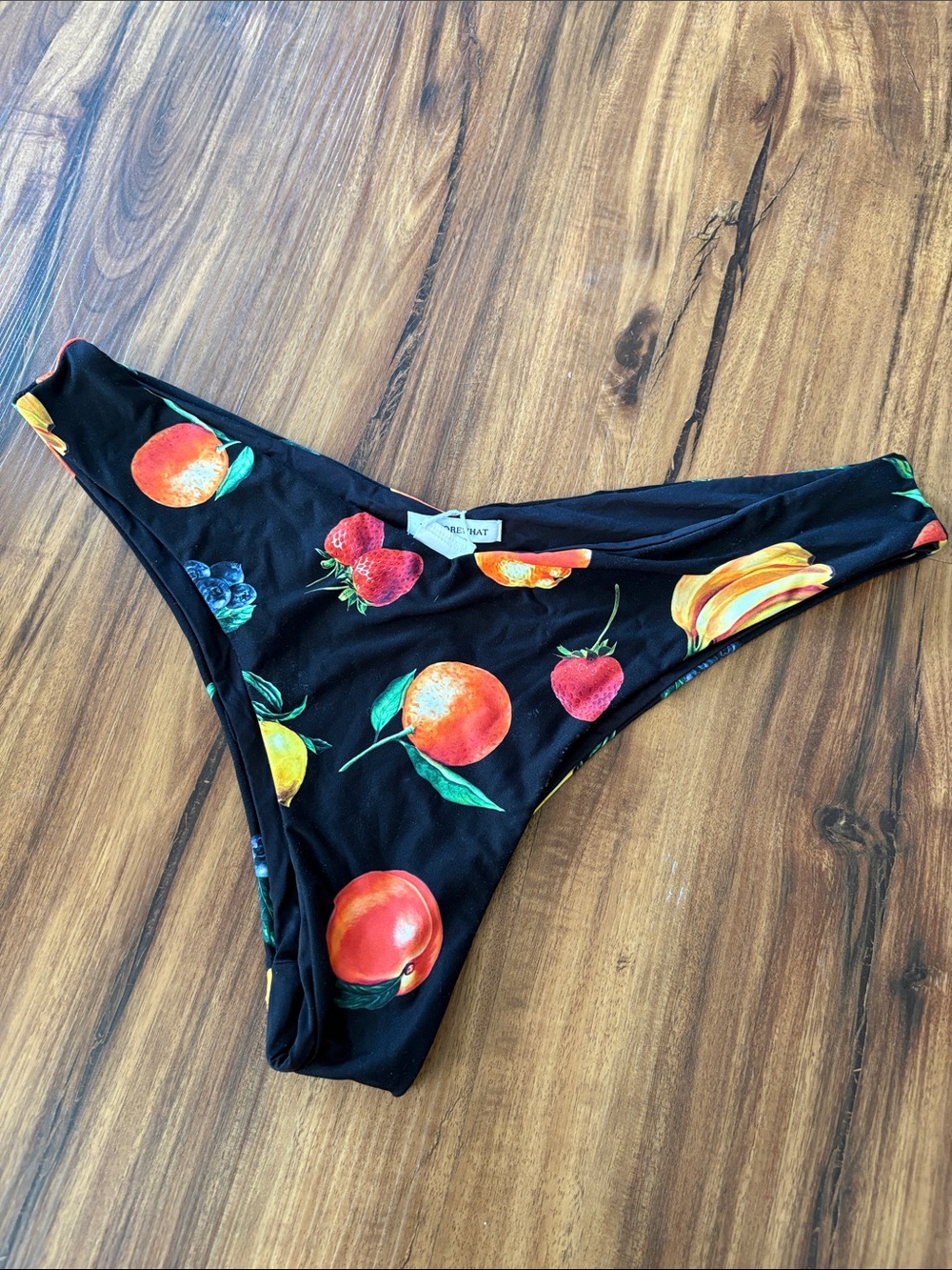 We Wore What Fruit Print Black Bikini Bottoms size Large